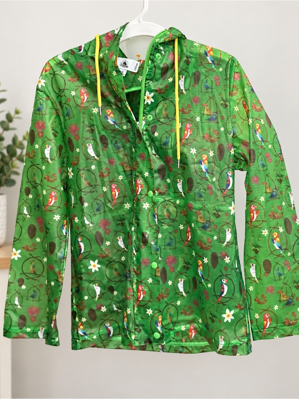 Disney Parks Enchanted Tiki Room Rain Jacket XS Green Bird Jacket